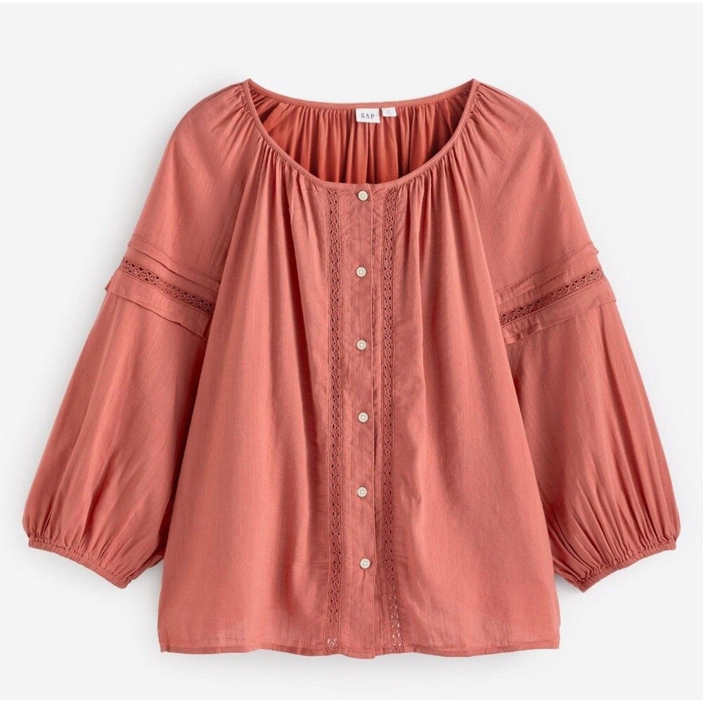 GAP Women's Button Down Shirt in Coral